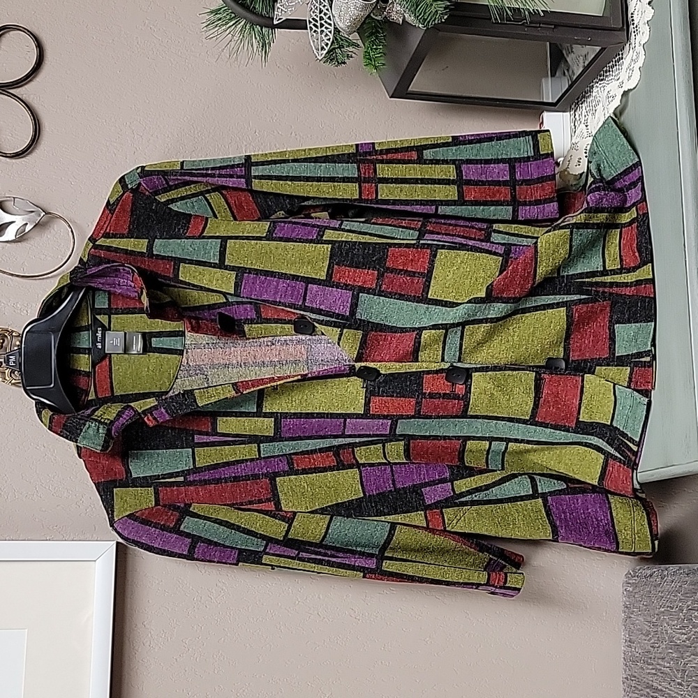 Ali Miles Large Multi colored Block Print Jacket
